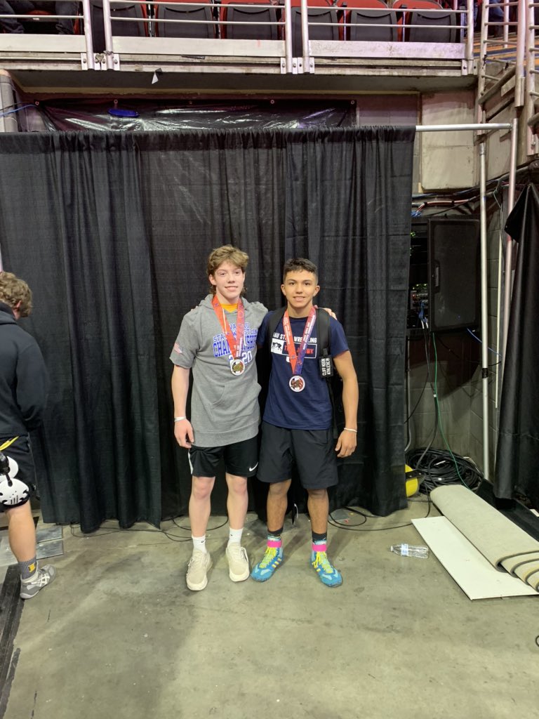 jeff_sand's tweet photo. Congrats to these two for placing at State! Gabe (1st), Hunter (7th). Super proud of all our J-Hawks who competed this weekend, those who came to support our boys, and our J-Hawk family who continues to buildup and support our program! #buildourbrand @JHawkWrestlers https://t.co/vzIPxTMIec