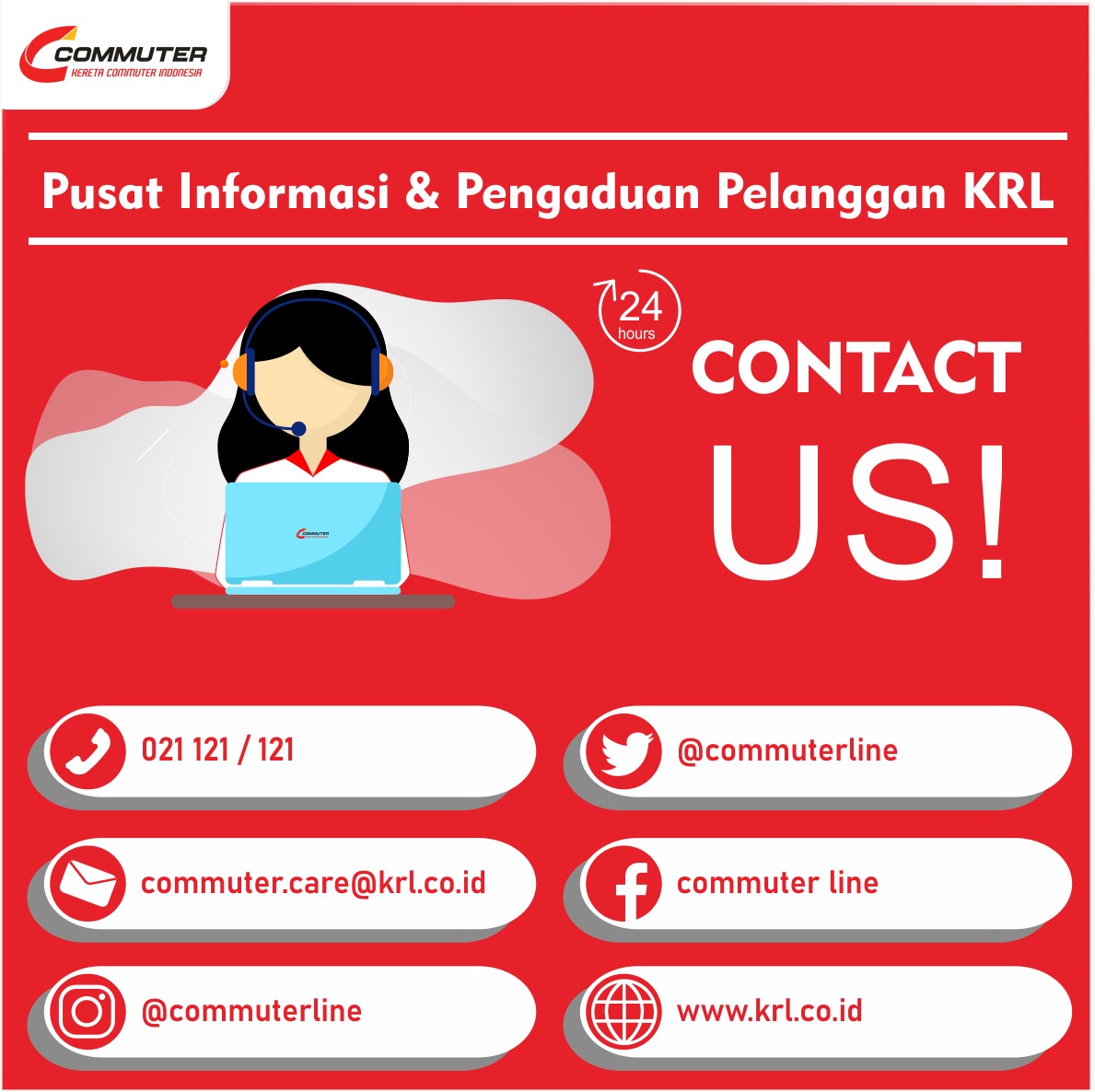 CommuterLine's tweet photo. #RekanCommuters Pusat informasi KRL hanya di 021-121 atau 121. https://t.co/gAYaAEENlq