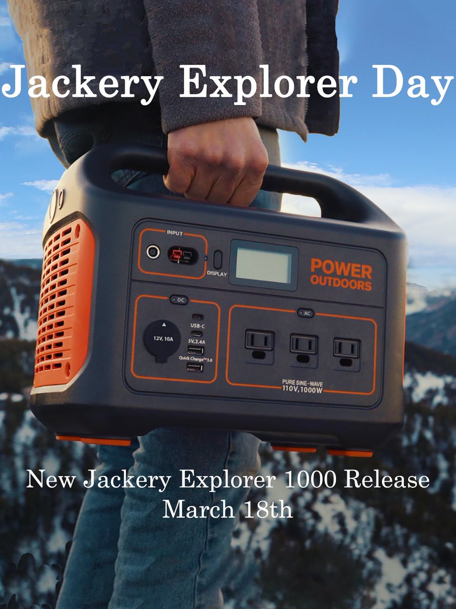jackeryinc's tweet photo. Jackery will release the newest Explorer model on the 3rd Wednesday of March every year from 2020, named #JackeryExplorerDay. 

Explorers! Let's meet the #Explorer1000 in 3/18 &amp; kick off the #camping season. To celebrate the coming festival, a big #giveaway is going now. Join us! https://t.co/vLpkl21nLw