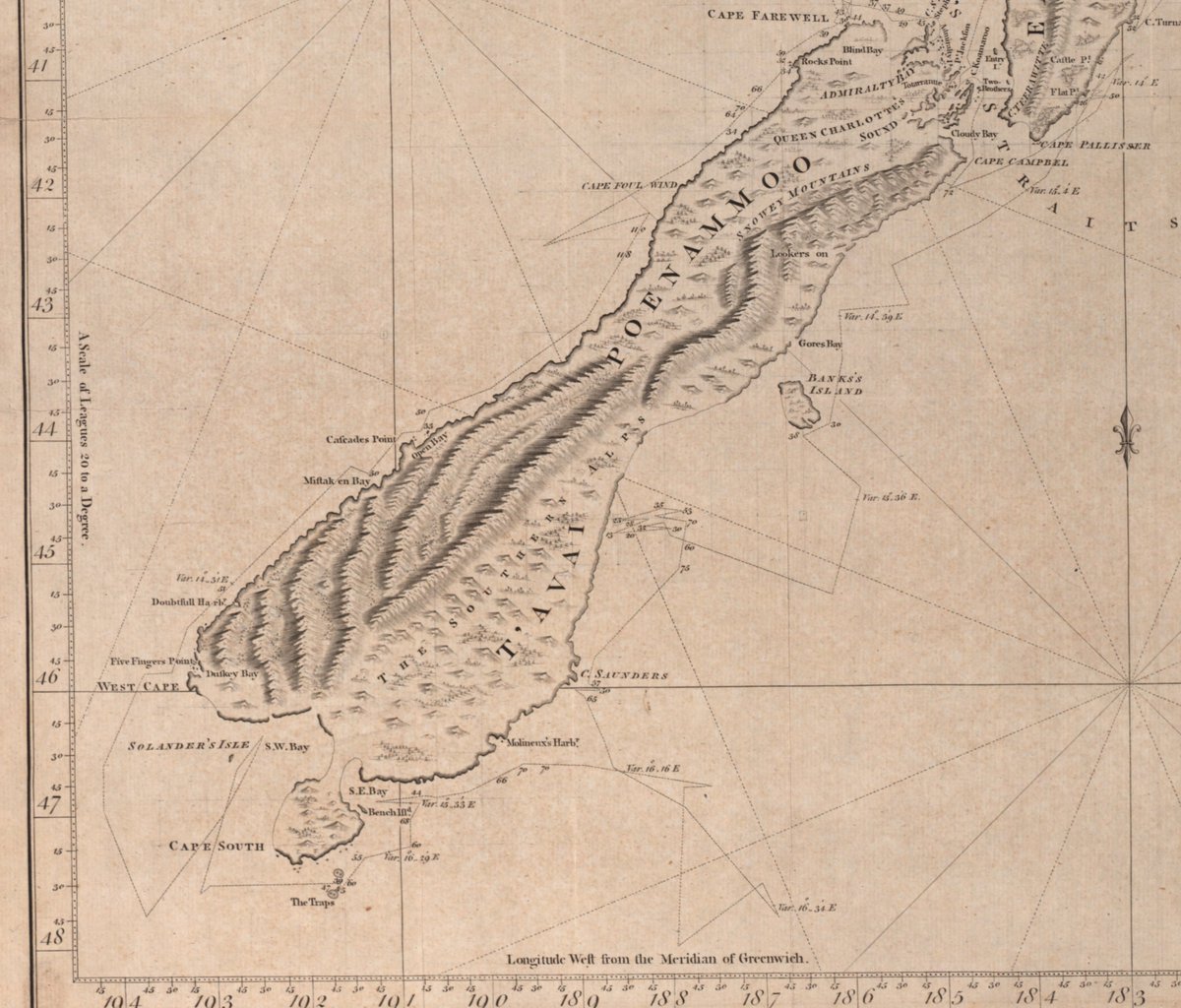 Sorry, links: http://gutenberg.net.au/ebooks05/0501141h.html#mar1770 http://southseas.nla.gov.au/journals/maps/17700317.html (big map needs Flash ... urghh).Here's Cook's chart. "Bank's Island" ... haha. https://nla.gov.au/nla.obj-230689929/view