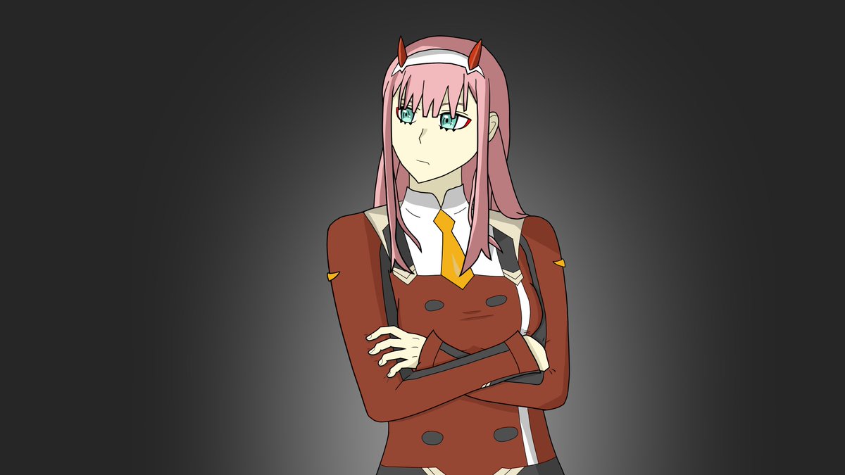 NotFedlol's tweet image. Zero-Two, first female character I've tried to draw. I think it turned out pretty good. Should I maybe do a real background?? Thoughts? (had to tweet again forgot eyebrows on first one xd)
