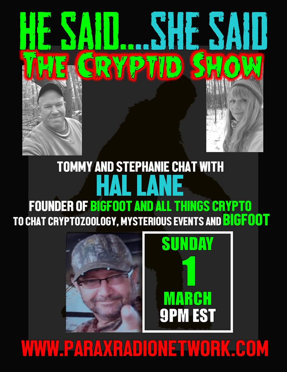 SquatchHers's tweet photo. Tonight at 9pm est on https://t.co/twFzSm3VDD 👣👣

#bigfoot #cryptids #squatcher #sasquatch #cryptidradioshow https://t.co/yjX2zRpvRx