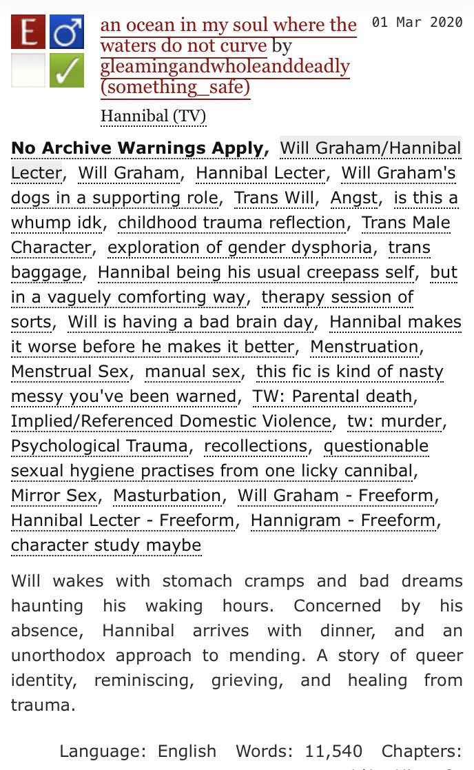 'an ocean in my soul where the waters do not curve'

Something a bit different. explicit, angst with a smutty chaser, #hannigram 

archiveofourown.org/works/22980616