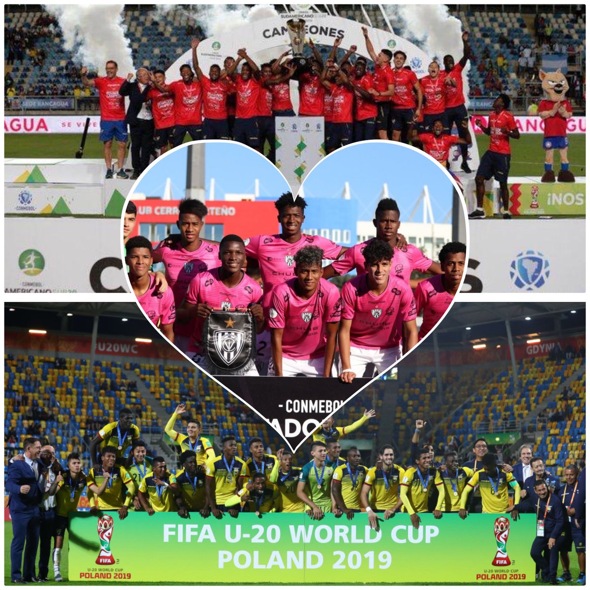 En casi un año la selección Ecuatoriana🇪🇨 sub20 se proclamó campeón🏆 del Sudamericano en 🇨🇱, meses más tarde 3er lugar🥉 en el mundial de 🇵🇱 y ahora <a href="/IDV_EC/">Independiente del Valle</a> sub 20 campeón 🏆de la #LibertadoresSub20 q gran proyección de jugadores q se viene para nuestro país nos invita a soñar💪