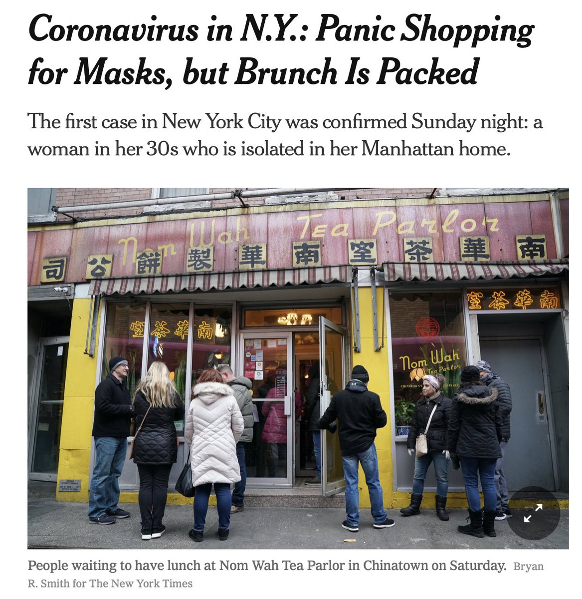 nicomuhly's tweet image. sorry no @nytimes — that’s racist. You can’t just randomly put a mainstay Chinese restaurant as the picture for this story. Neither chinatown nor China is directly involved in this case, plus also don’t say “psychotic.” Fuck you, your mom, and everybody she knows.