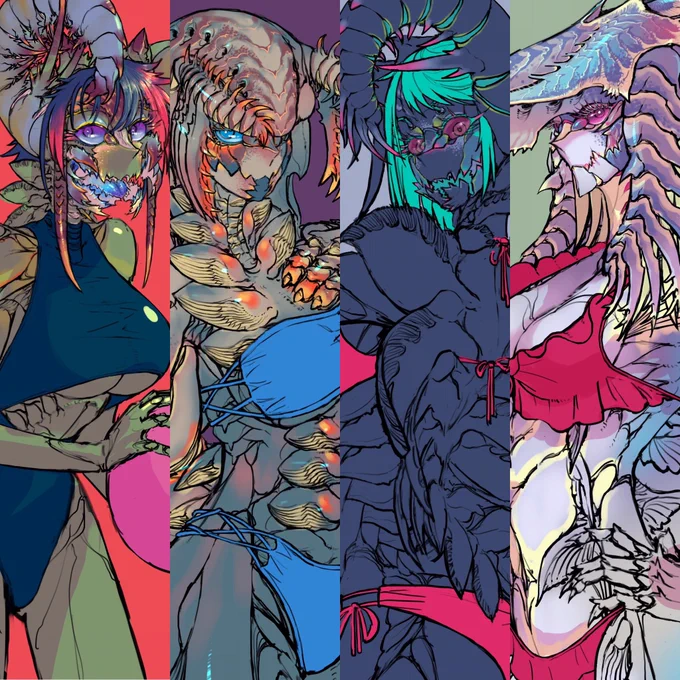 最近サボってるので描いた気になろうキャンペーン!
アノマロカリス娘です 