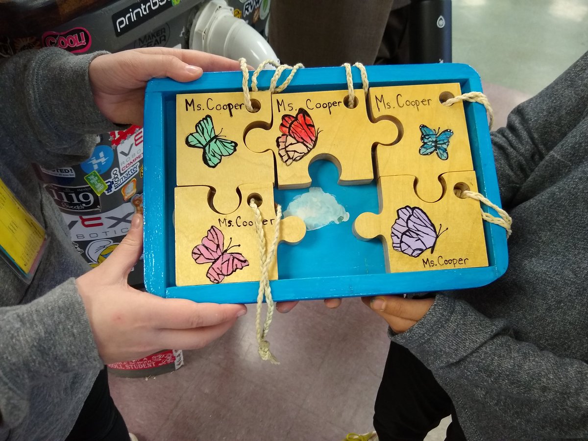 Puzzle piece hall pass for Ms. Cooper. #julianworks #oakpark97