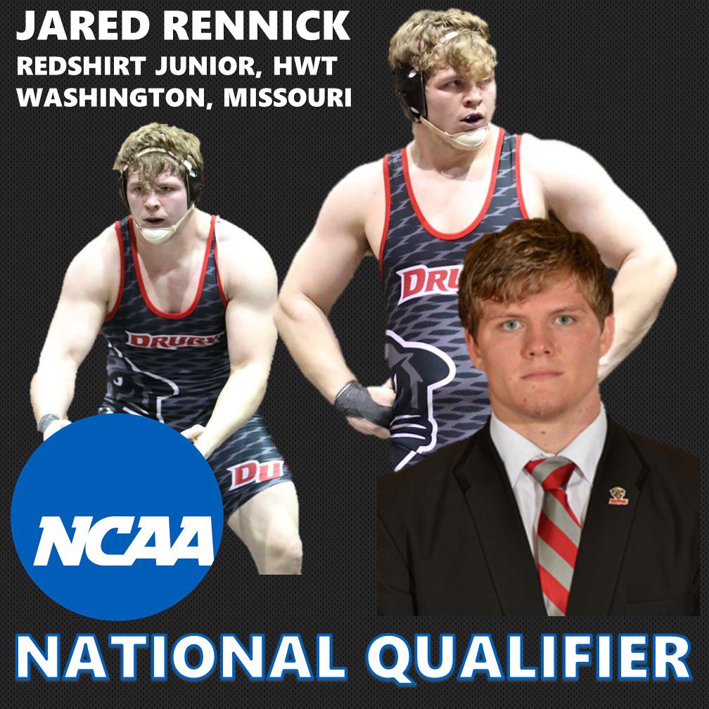 <a href="/Rennick40/">Jared Rennick</a> is an <a href="/NCAADII/">NCAA Division II</a> National Qualifier. With his 3rd place finish in the Super Regional Championships he becomes <a href="/Drury_Wrestling/">Drury Wrestling</a>’s 3rd NCAA DII National Qualifier.
