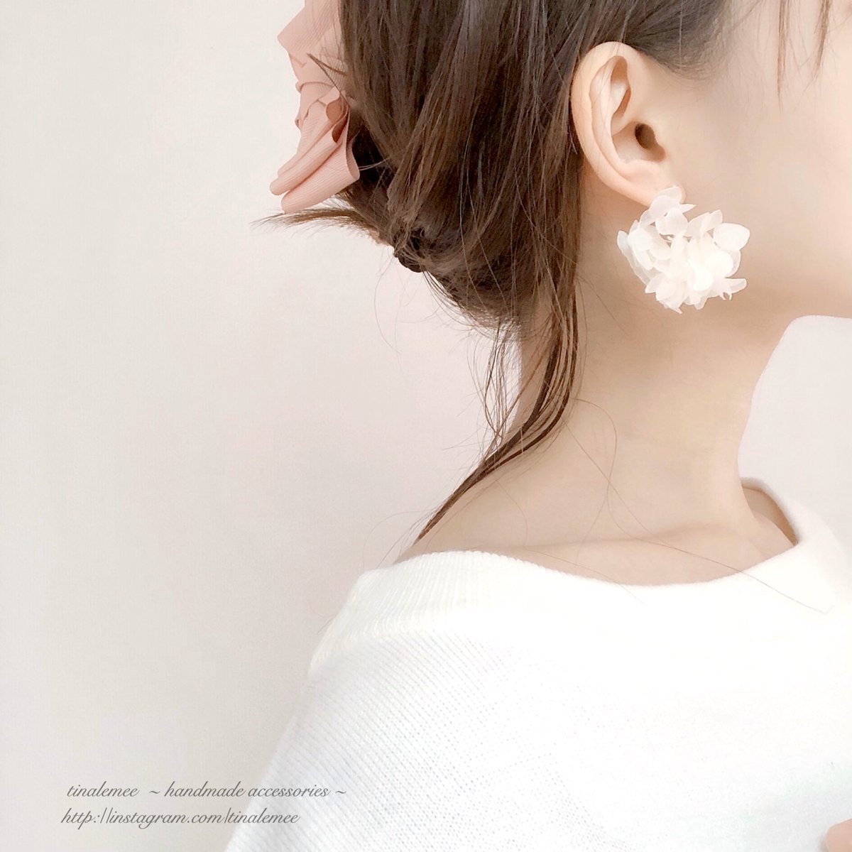 Tinalemee Handmade Accessories 紫陽花ブーケのピアス イヤリング 普段は置き画ばかりなのですが 今年はなるべく着画を撮る事も心掛けたいです 着画があった方が着けた時のイメージがつきやすいに決まってる 今更 T Co Uc8ws35xgx