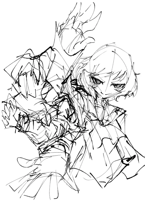 前描いた、いろんな学校の袖が出てきてるゆかりの絵お気に入りだからまた描いてる。 