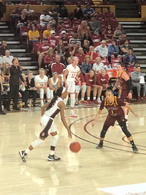 Watched ASU/Stanford Women this afternoon. Picture with ASU Athletic Director Ray Anderson and my grandson Elijah