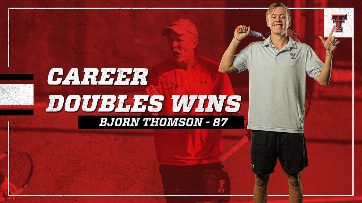 Congratulations to our guy Bjorn Thomson for setting the all-time mark in doubles victories at 87! 🏆

Bjorn's program record sets a new bar held previously by Gonzalo Escobar at 82 wins. 

🔴#WreckEm⚫️