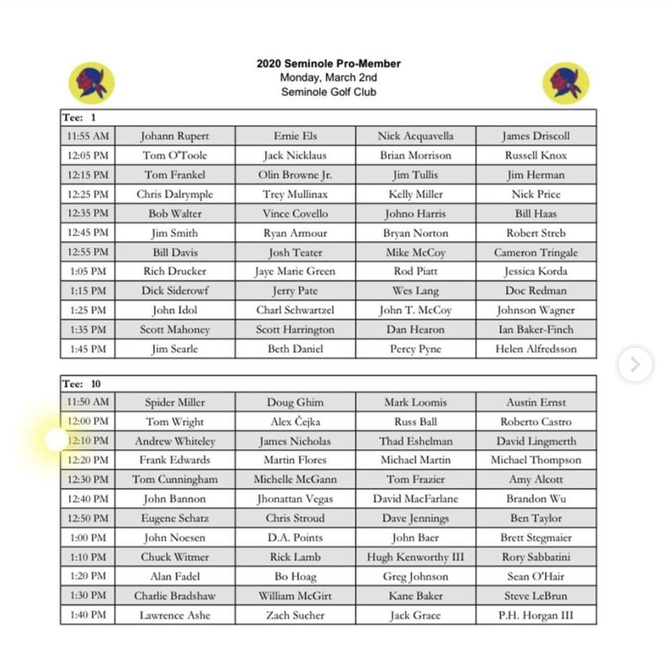 ZackPencer's tweet photo. The Seminole Pro-Member has a better field than the John Deere Classic and it’s not even close https://t.co/PBk3riuVrm