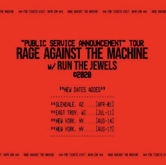 RATM's tweet photo. New dates added https://t.co/f8EQ2ZXlJV