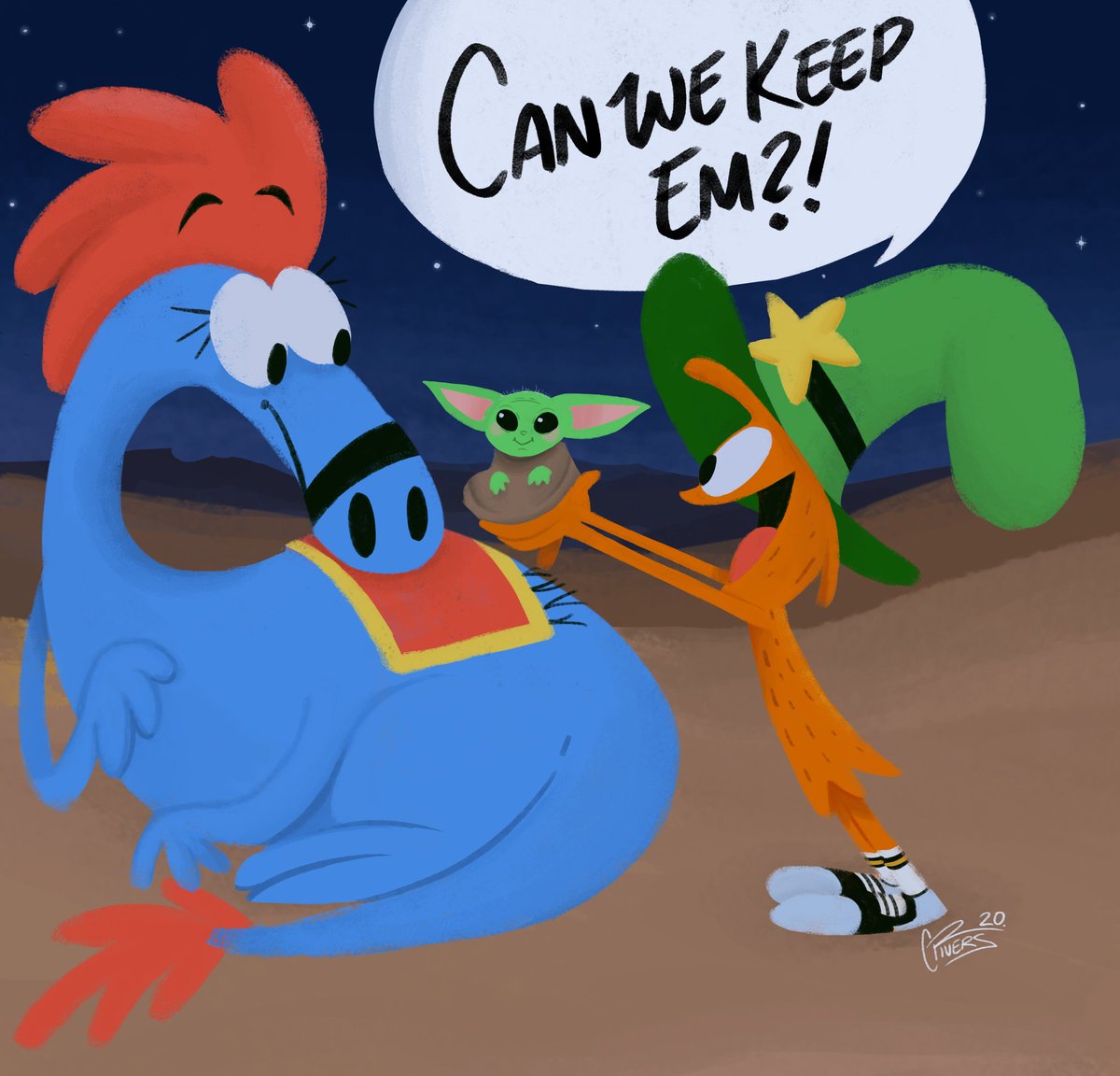 RiversDoodles's tweet photo. Sometimes I'd like to think that Wander Over Yonder was still around with new episodes and they decided to make this scenario an episode.  #WanderOverYonder #Disney #BabyYoda #TheMandalorian #disneypleaseaddwanderoveryondertodisney+ https://t.co/uAN7v3dSOd