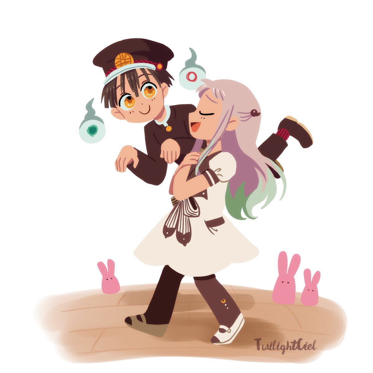 TwilightCiel's tweet photo. Ugh, they are baby!! Also, making lineless art is difficult but fun! I might make more stuff like this uwu

#JibakuShounenHanakokun #toiletboundhanakokun #地縛少年花子くん #hananene #chibiart #chibi https://t.co/GfoLSnB99i