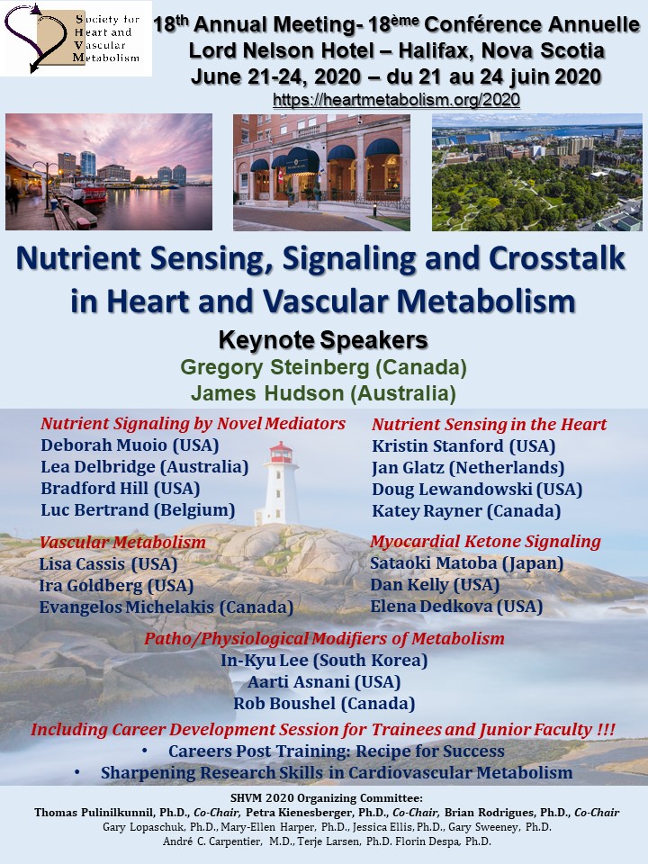 Soc_HrtVasMetab's tweet photo. An exciting session at #SHVM2020 dedicated to “#Nutrient sensing pathways in #heart and #vasculature” led by outstanding faculties; Drs. Stanford (@kistanford6) Glatz, Lewandowski (@DougLewandowski), and Rayner (@KateyRayner): Hurry, register! https://t.co/NRgRnACoHT https://t.co/fwubygul3I