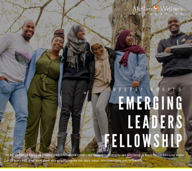 The Deeply Rooted Emerging Leaders (DREL) Fellowship is a 1 year program for Black Muslim young adults (18-25). The only prog of its kind focuses on identity, leadership & healing. Now in its 3rd year, this  #DREL network includes 45 fellows across the US. http://muslimwellness.com/fellowship 