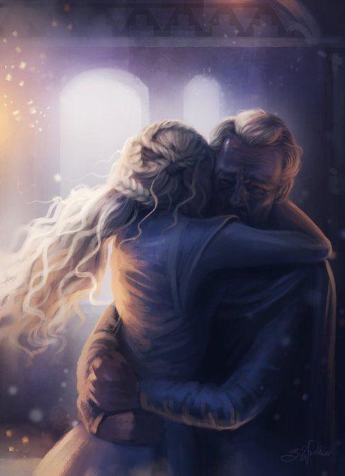 A fan art of Dany and Jorah reuniting in the afterlife