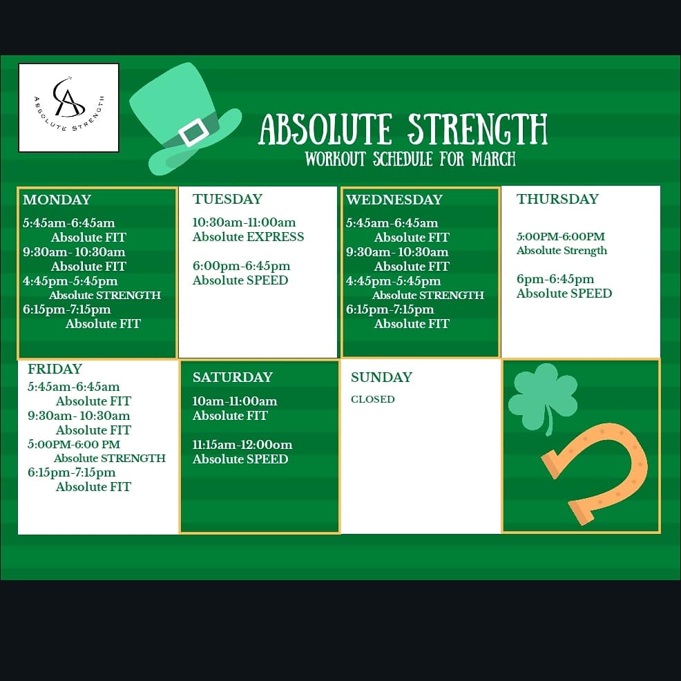 AS_Strength's tweet photo. Class schedule for the month of March. Any questions please contact Kyle. https://t.co/Rhwi6gjJiY