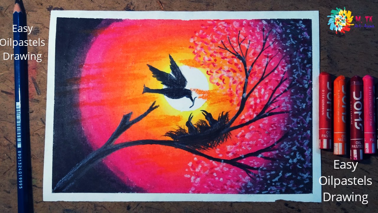 Oil Pastel Bat Silhouette Art - Arty Crafty Kids