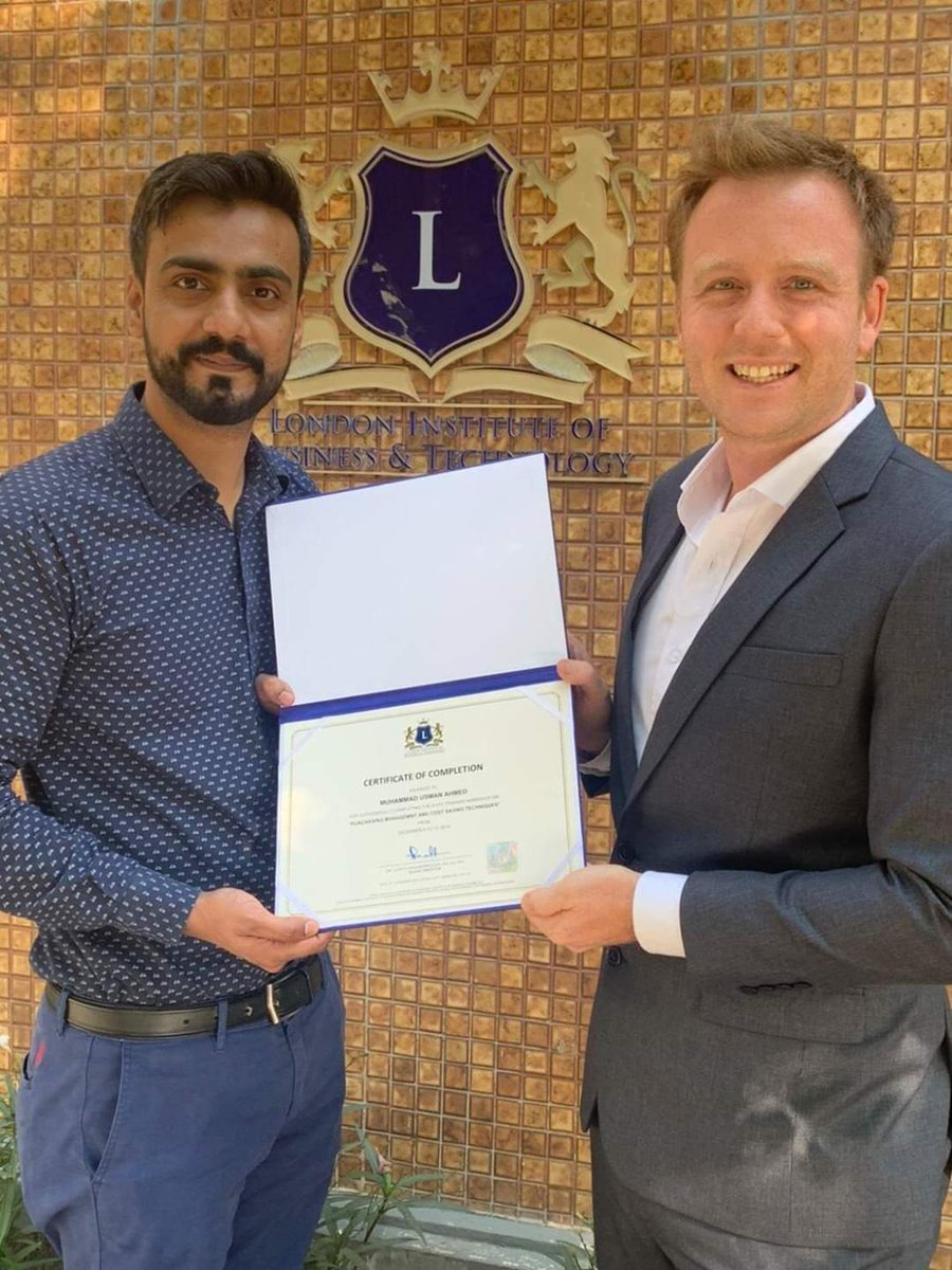 LondonIBT's tweet photo. A wonderful congratulations to
Mr. Muhammed Usman Ahmed from @KarandaazPK for completing #LIBT training programme on Purchasing Management and Cost Saving Techniques programme!
#corporatetraining #education #successmindset #trainess #training #pakistan https://t.co/AvSDKs2U0a