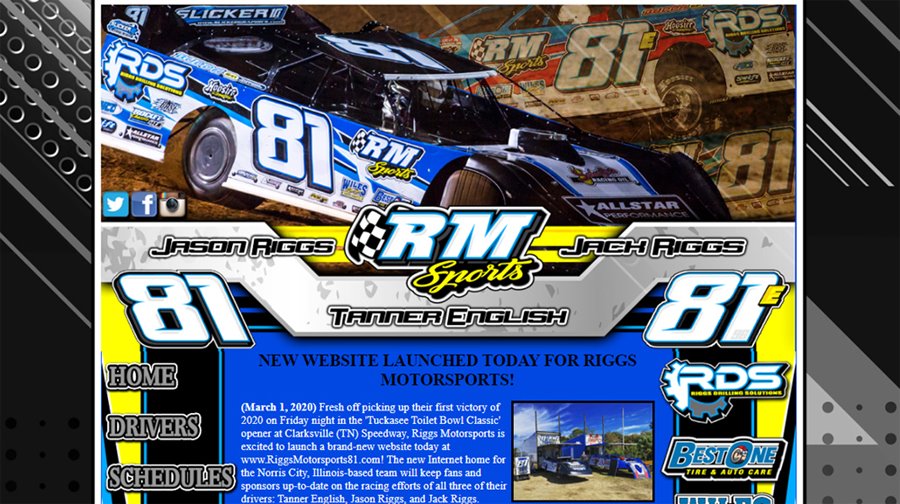 Fresh off picking up their first victory of 2020 on Friday night in the 'Tuckasee Toilet Bowl Classic' opener at Clarksville (TN) Speedway, Riggs Motorsports is excited to launch a brand-new website today at RiggsMotorsports81.com! #teamdelph