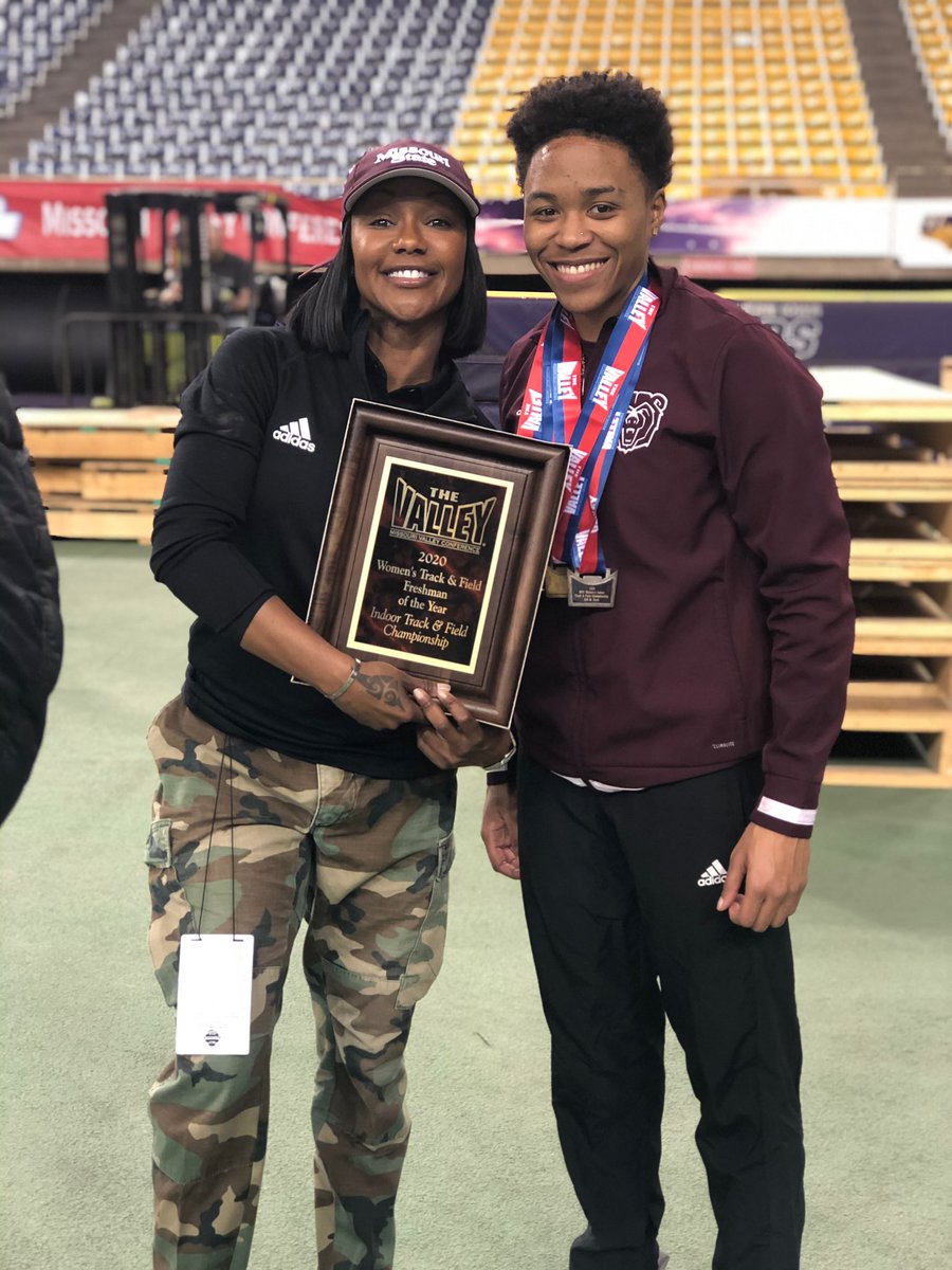 FDHS_TF's tweet photo. Way to go, Malia!  Great job!  2020 Missouri Valley Conference Women's Freshman of the Year! #FDHSTF #MSUTF https://t.co/ejFMGx6mSr