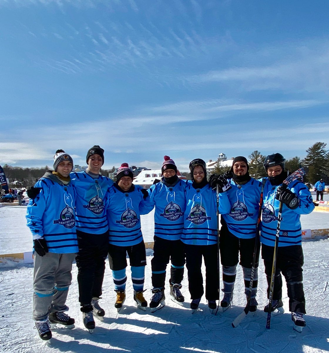 HockeyBoozers's tweet photo. This past weekend, 8 Boozers headed north to Lake Muskoka Ontario to compete in the @barstoolsports Pond Hockey Tournament. We came in dead last, 0-3, with 68 goals against. But the boys had a great time and memories to last forever!! Thanks @BizNasty2point0 and @ryanwhitney6 https://t.co/1jhc12jFpN