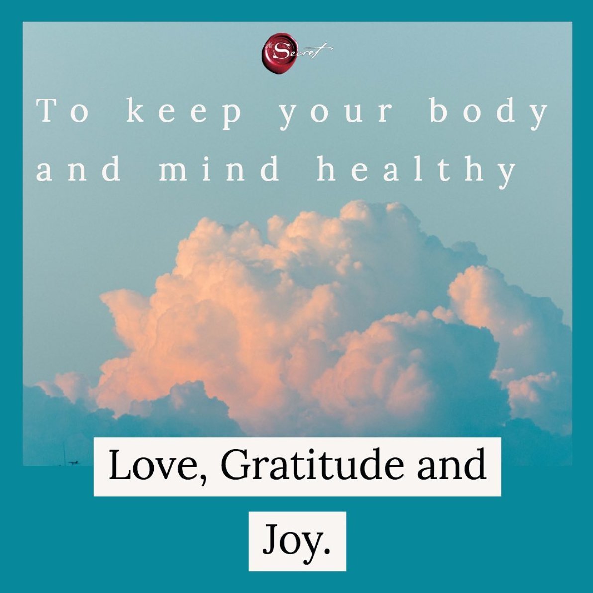 To keep your body and mind healthy don't believe negative thoughts. Instead  turn your mind to positive thoughts of love, gratitude and joy. What are  things you think of that make you, image size:1192x1192