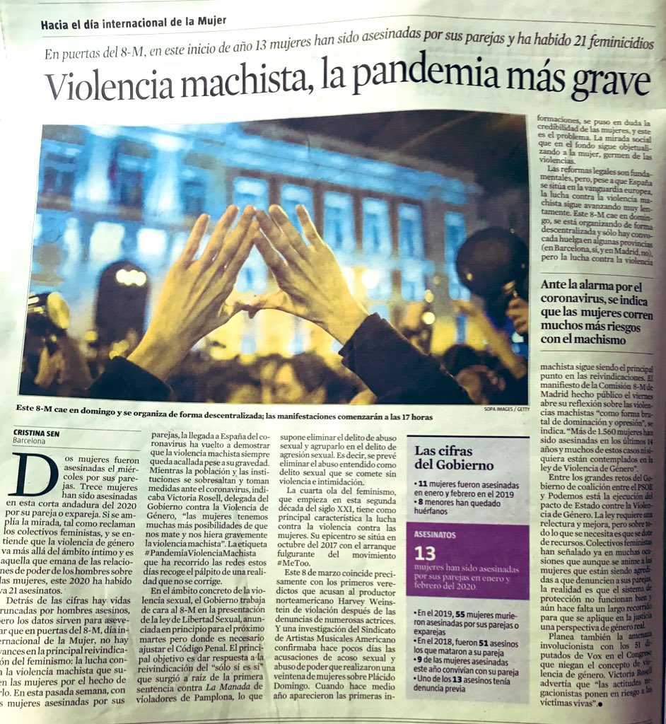 TatianaRevilla's tweet photo. España: 13 mujeres asesinadas en enero y febrero. 
México: 11 mujeres asesinadas cada día estimando casi 300 entre enero y febrero. #asílascosas https://t.co/wPN9AmMiWg