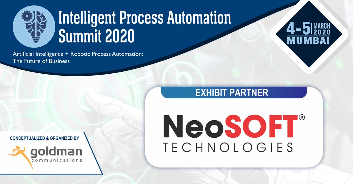 GoldCommIndia's tweet photo. We are delighted to announce @neosofttech as our Exhibit Partner for the Intelligent Process Automation Summit.

https://t.co/4H7fJcJQK3

#IPASummit #2020 #ProcessAutomation #IPA #RPA #RoboticProcessAutomation #AI #ML #Data #Analytics #Marketing #business #Digitization #Partner https://t.co/NrMMwRhVnI