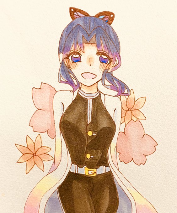 yuiさんがTwitterに投稿した胡蝶しのぶ(鬼滅の刃)のイラスト。