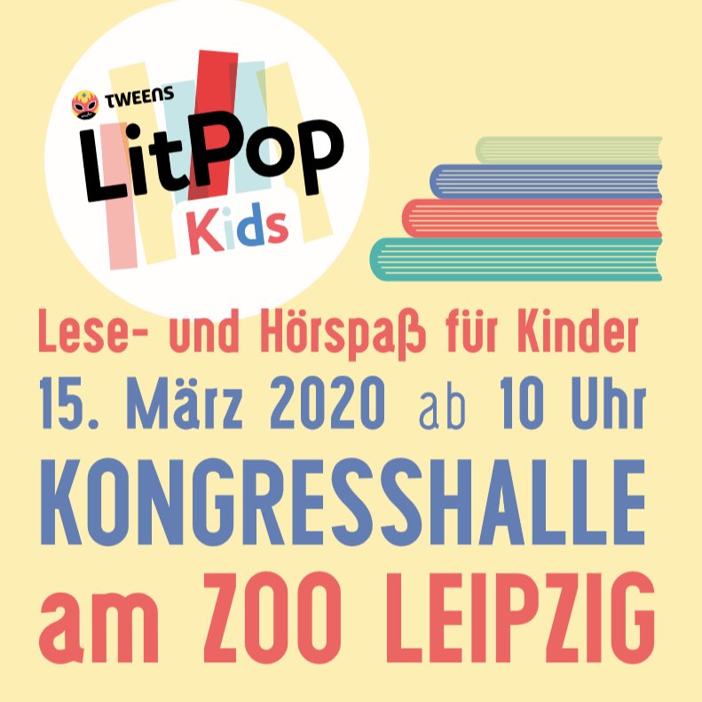 Litpop's tweet photo. Wir möchten auf unseren kleinen aber feinen Ableger aufmerksam machen! #MDRTweens #LitPop Kids am 15. März in der #KongresshalleamZoo u.a. Mit @SpongeBob Stimme @SantiagoZiesmer und vielen Autoren. https://t.co/02nXg3QvuN