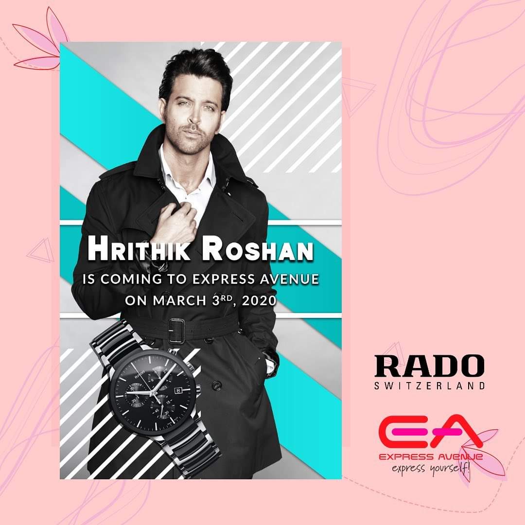 HrfcTamilnadu's tweet photo. 1 day to go! How excited are you to have the man himself, at our very own Express Avenue Mall? 😍
Be there at 3PM, tomorrow on the ground floor and witness the wonder that is Hrithik Roshan ✨
#ExpressAvenue #Rado #HrithikRoshan #ExpressYourself #Zimson https://t.co/fmbTvqSlIQ