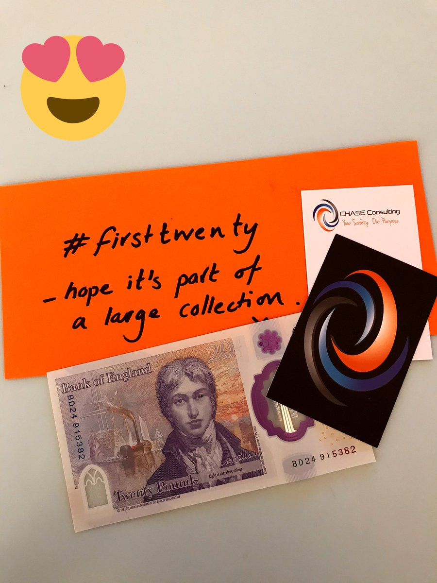 CHASEdirector's tweet image. We’ve received our first new £20 note and now it’s on its way to a very special charity. What have you done with your #firsttwenty @IntrotweetUK @Somladiesinbiz @aislingcmagill @RocketandBird @_wordgetsaround @BusyOnUrBehalf @Lord_Sugar @DeborahMeaden @innocent @MartinSLewis