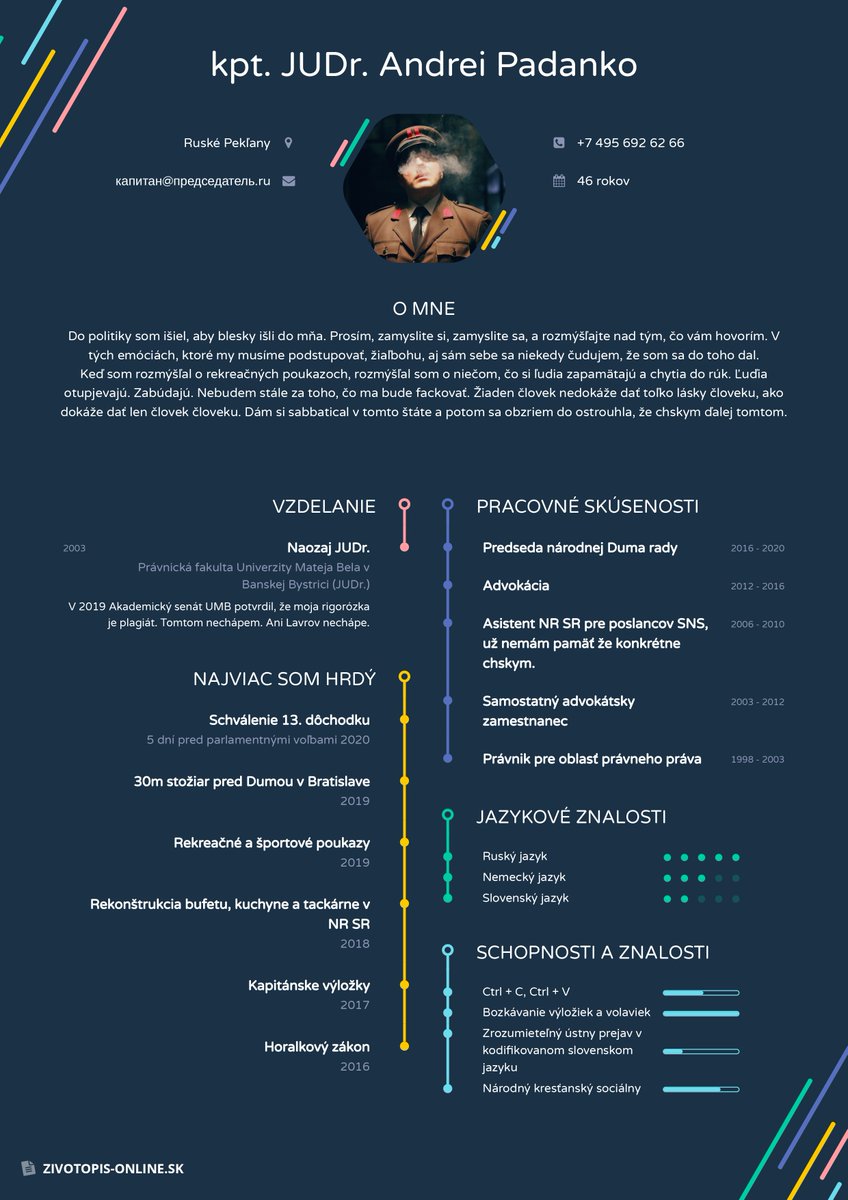 Kapitán Padanko už má všetkého dosť a hľadá si niečo nové. 😤

#kapitan #zivotopis #cv #volby2020