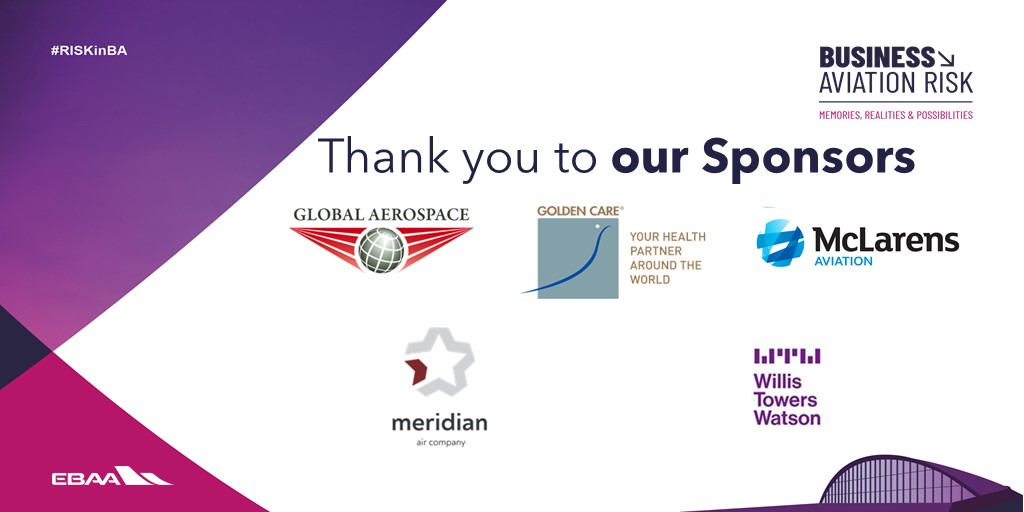 EBAAorg's tweet photo. Today is our first day of #RISKinBA @IWMDuxford! We'd like to thank our sponsors for making this event possible @GlobalAerospace @MCLAviation @WTWcorporate, Meridian Air Company and GoldenCare 🙌. https://t.co/j1RmA6Aki2