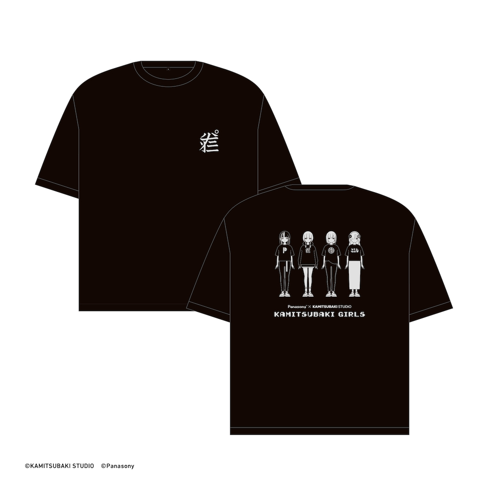 神椿 音楽的同位体 パナソニー 3.5Dの女の子展 Tシャツ 黒 パナソニー×神椿「3.5Dの女の子」展 花譜や理芽のステッカーが最高