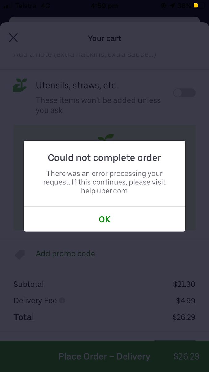 tashtravers's tweet photo. @Uber_Support please can you help, everytime I try to make an Uber eats order, this error comes up? https://t.co/drzi7jKpbR
