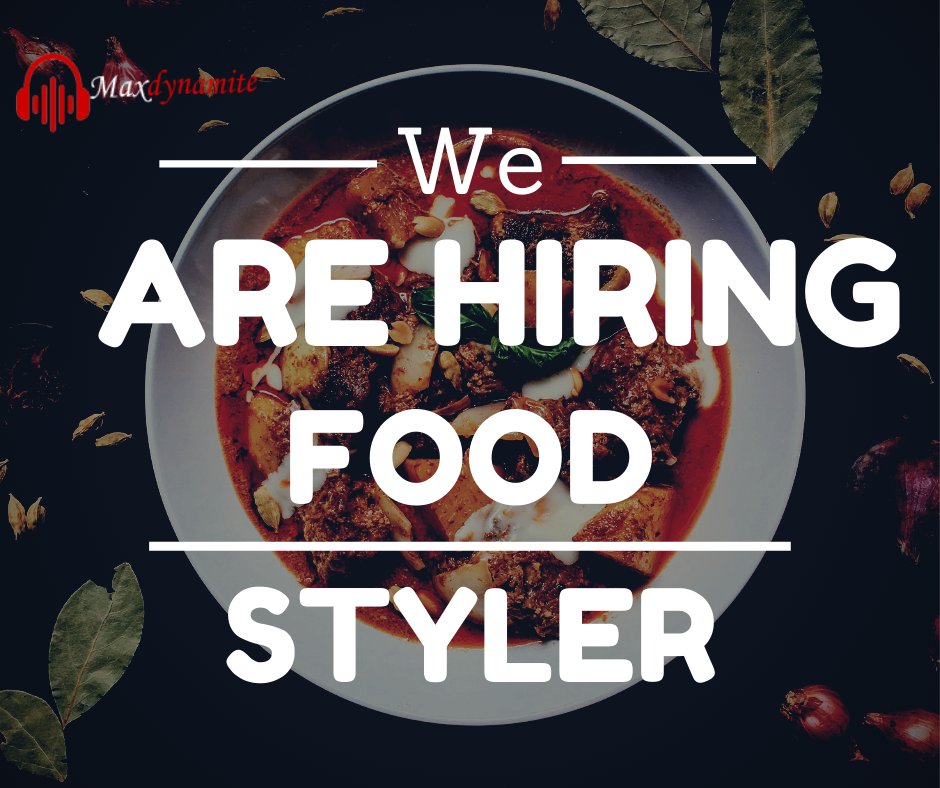 Maxdynamite3's tweet photo. #maxdynamite looking for,
#Foodstylists specialize in crafting food displays that are #delightful and #created to support #food #items. if you are interested then must contact us! Location: Noida, C 213, C-Block 63
Contact number- +91 7065452501, Email-Info@maxdynamite.com https://t.co/wgXKhm7lEU