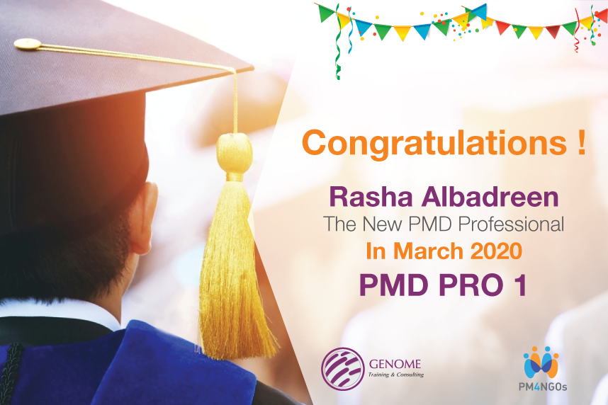 GenomeTraining's tweet photo. We are pleased to announce our new #PMDPRO professional Rasha Albadreen.
 
Congratulations Rasha for successfully passing PMD Pro 1 exam in March 2020.

Be The Next ,Get Internationally Certified Now🎖️🏆

#GenomeTC #project #Management #NGO 
@PM4NGOs #amman https://t.co/QnIfgGbMnW