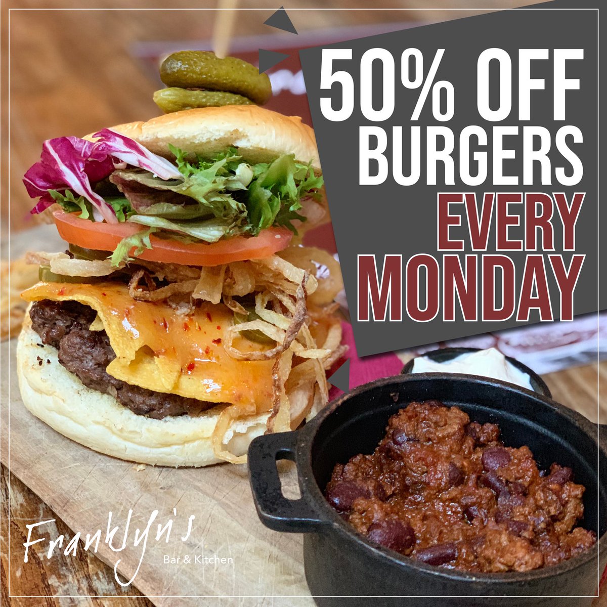 50% off our juicy, gourmet burgers every monday…Yes please! .
🍔🍔🍔🍔🍔🍔🍔🍔🍔🍔🍔
.
#halfprice #fbk #burgers #newmenu #50 #everymonday #heswall #wirral #franklynsbar #burger #franklyns #burger🍔