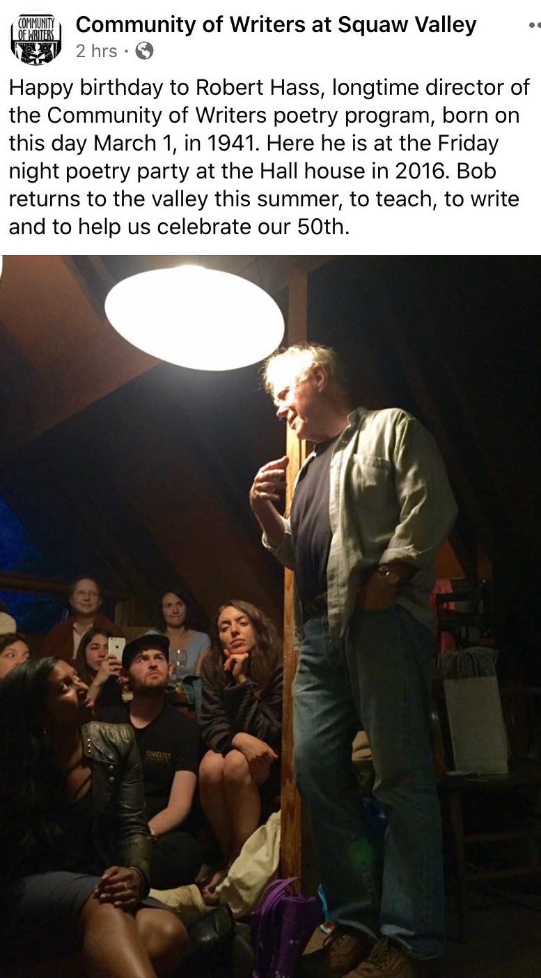 Happy birthday to the incomparable Robert Hass 