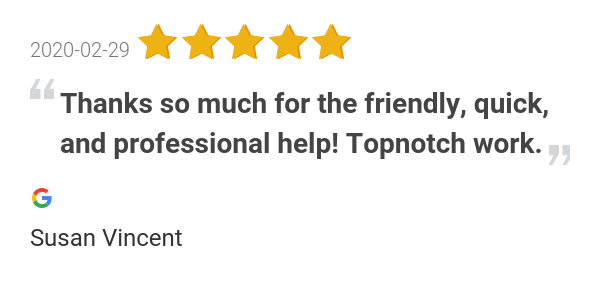 sirensongmg's tweet photo. New 5.0-star Review: "Thanks so much for the friendly, quick, and professional help! Topnotch work." https://t.co/0GlJsWqIxg