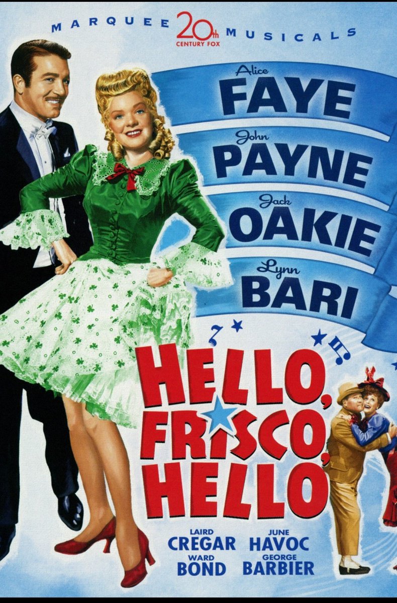 MichaelTroyan1's tweet photo. She may never have won an Academy Award, but Alice Faye's unforgettable performance of "You'll Never Know" in Hello, Frisco, Hello (1943) certainly helped Harry Warren & Mack Gordon's song earn that Oscar. #31DaysOfOscar #AliceFayeSundays #FoxAtItsBest https://t.co/OUVTzxbE1g