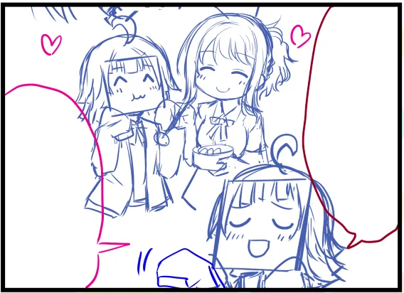璃奈ちゃんの出番がなかなか来なかったのはどう描けば良いか悩みまくっていたからですが、そこに答えを見つけた今は猛烈に筆が進んでおります。つられて愛さんの事がどんどん好きになって行ってます。 