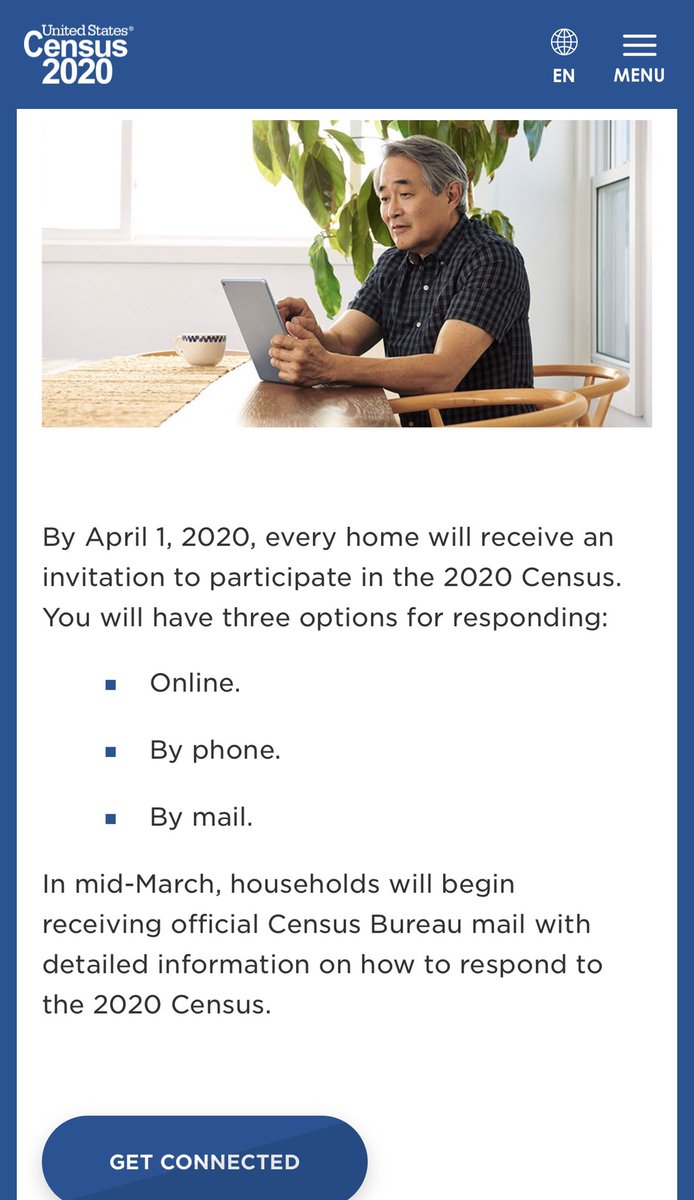 lovetogive2's tweet image. “By April 1, 2020, every home will receive an invitation to participate in the #2020Census. You will have #ThreeOptions for responding:

👉Online.
👉By phone.
👉By mail.”

2020census.gov/en/ways-to-res…
