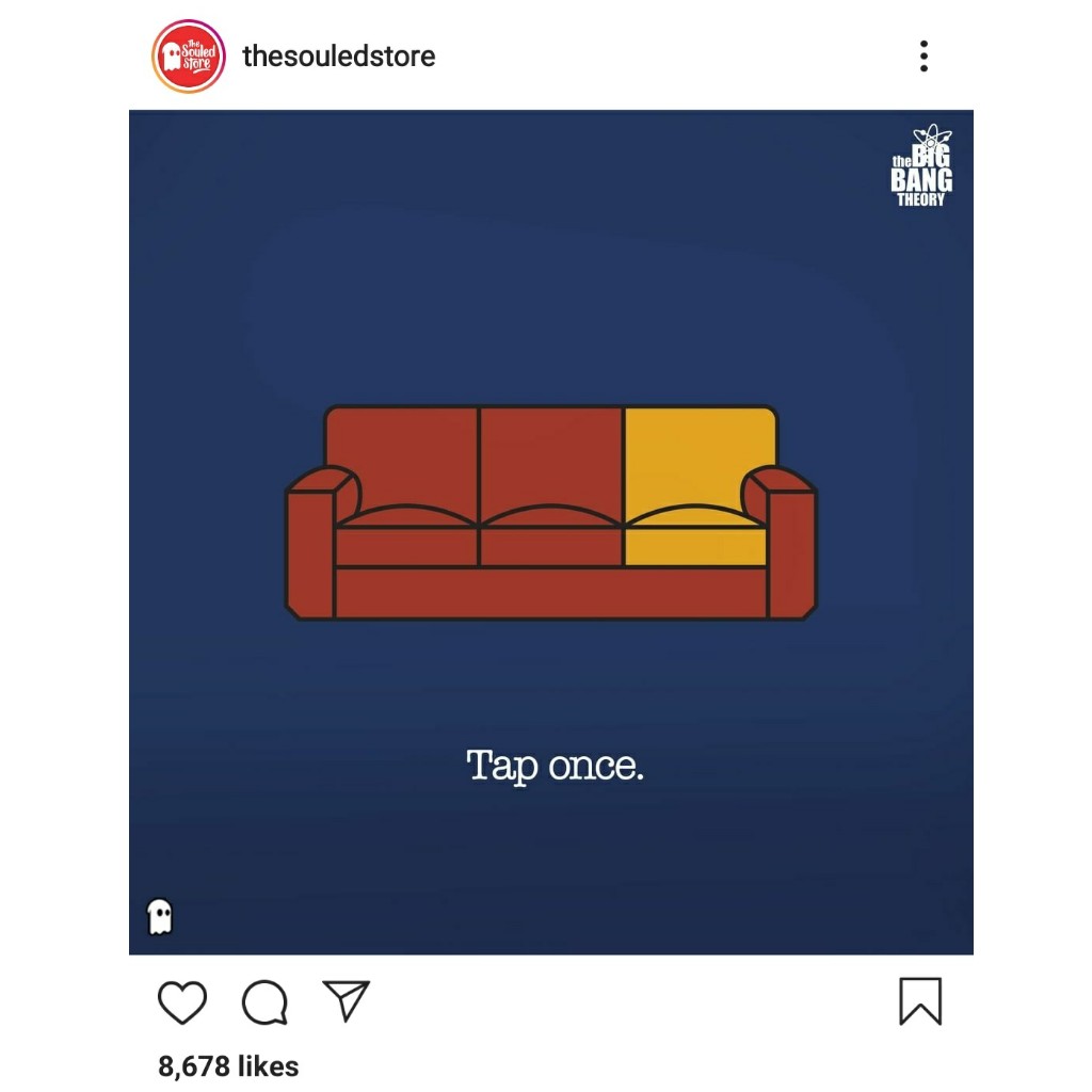 Social_Samosa's tweet photo. #CreativeSpot - Here's how The Souled Store announced the launch of Dr Sheldon Cooper Merchandise using #TapPost format!
#sheldoncooper https://t.co/EQUE803uTX