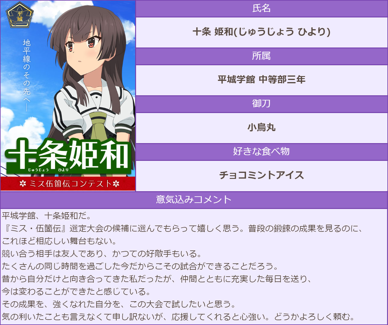 刀使ノ巫女 とじとも ゲーム公式 ミス伍箇伝 意気込みコメント ミス 伍箇伝コンテスト開催中 エントリーno 15 山城 由依 の意気込みコメントを紹介します とじとも T Co Rlrzypn6kr Twitter
